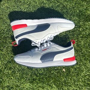 Puma White and Blue Sneakers with Red Highlights